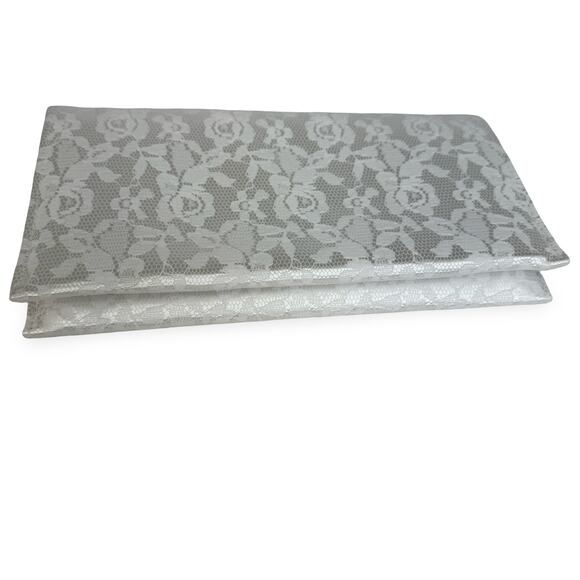 Vintage Facile White Lace Satin Evening Clutch – 1950s–60s Made in USA - Picture 10 of 16